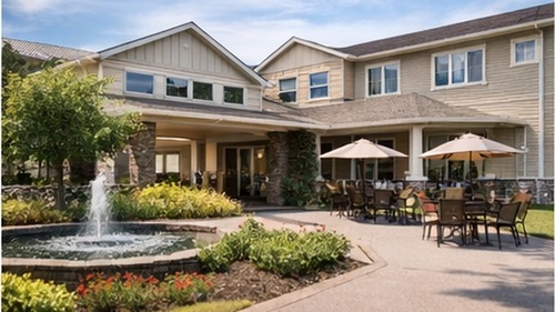 Exterior of a senior living or hospitality-style building