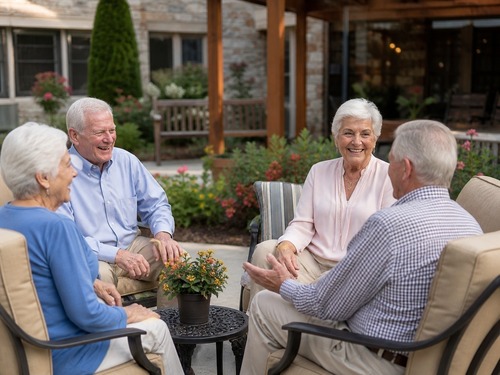 Exterior view of a senior care community building